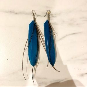 Blue Feather Earrings